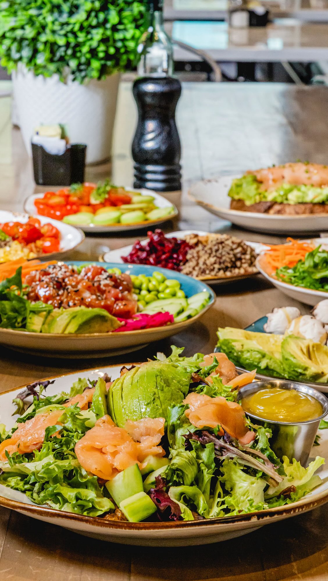 We love a good balance of both, especially when it comes to lunch. Our Greens & Chicken, Arugula Salad and one of your favorites Caesar Salad are some of our perfect ways to keep t